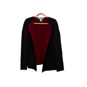 MODERN SOUL Womens Wool Charcoal Burgundy Open Front Cardigan Size XS Cozy Warm